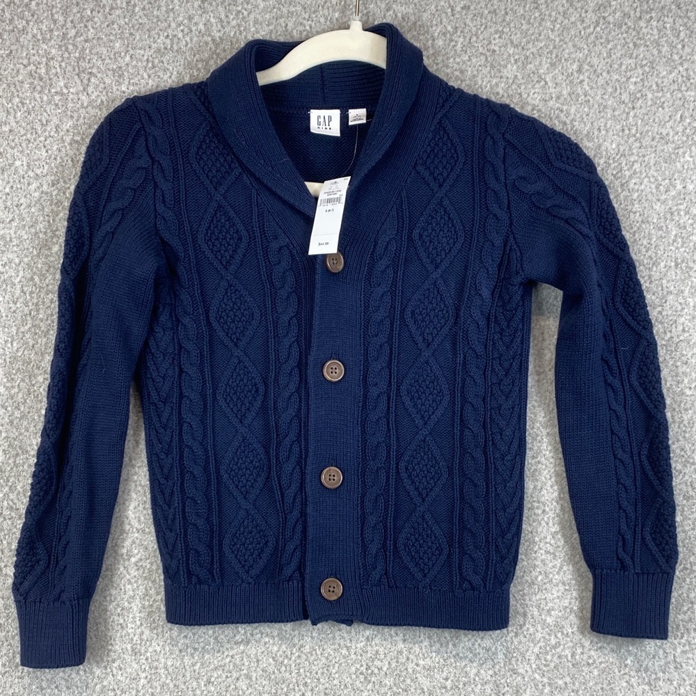 GAP shawl collar cable knit sweater youth S 6-7 fisherman Cape Cod preppy